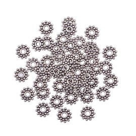 PH PandaHall 400pcs Antique Silver Tibetan Alloy Flower Spacer Beads Daisy Metal Spacers for Bracelet Necklace Jewelry Making (9mm, Hole: 2.5mm)