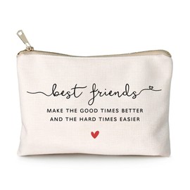HubbgDesign Best Friends Gifts Cosmetic Bag Friendship Makeup Bag Gift with Heart Missing You Friends Sister Birthday Gifts Anniversary Gift Friendship Toiletry Bag