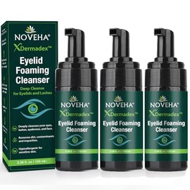 NOVEHA Espuma Limpiadora De Párpados Demodex  Fórmula Extrafuerte Con Aceite De Árbol De Té  Limpiador Facial Diario Para Pestañas, Demodex,...       