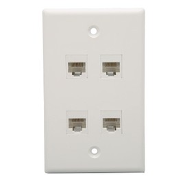 Ethernet Wall Plate 4 Port, Cat 6 Ethernet Wall Outlet Female to Female, Cat6 Keystone Wall Jack, Internet Wall Plate with Screws for Home Office, White