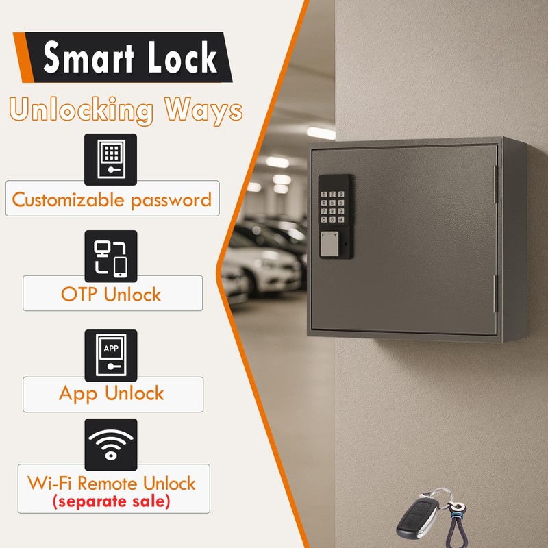 WeHere 60 Key Lock Box Wall Mount, Smart Key Cabinet,