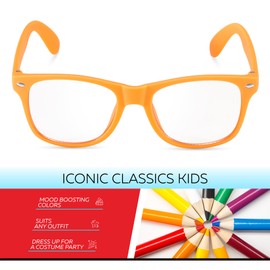 Retro Rewind Kids Classic Nerd Clear Lens Non-Prescription Square Glasses