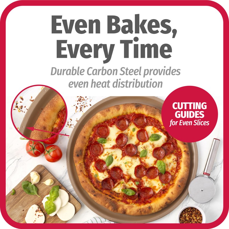 GoodCook BestBake Nonstick Textured Carbon Steel Pizza Pan, 16", Bronze