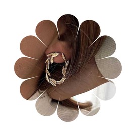 Inilbran Boho Leaf Large Circle Earrings Gold Olive Branch Leaf Earrings Circle Hoop Earrings Vintage Leaf Circle Stud Earrings Geometric Oval Circle Earrings Jewellery for Women and Girls, Alloy