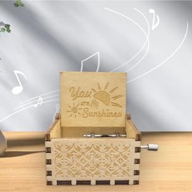 Music box,Wooden music box,You are my sunshine music box,Hand crank music box,You are my sunshine gifts,Music box for boys,mum birthday,Music box for girls suitable for christmas(You are my sunshine)
