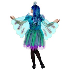 Pixie Girls Peacock Fairy Childs Kids Fancy Dress Costume Outift 5-7 Yrs