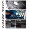 SUNRISE High Grade Stainless Steel BBQ Grill Brush with Scraper,