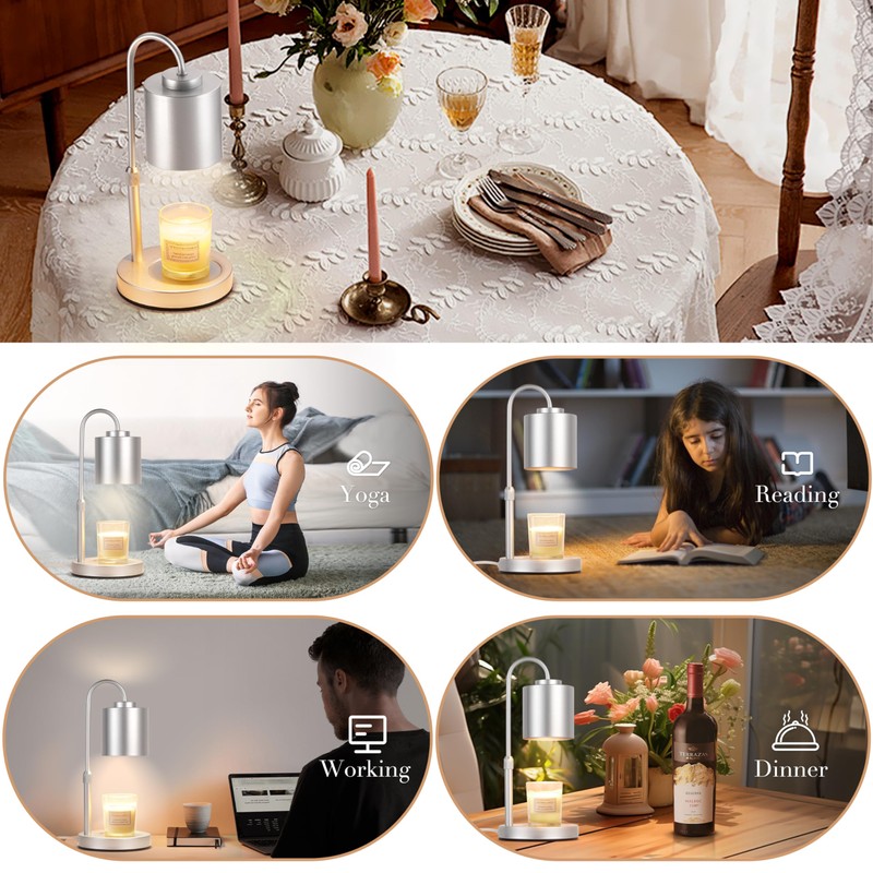 CASTLELIFE Candle Warmer Lamp with Timer & Dimmer, Height Adjustable