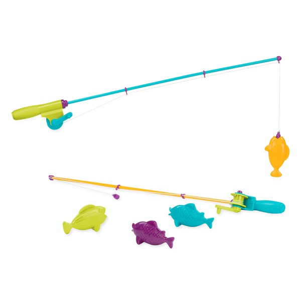 Battat – Play Rod & Reel – Wind-Up Magnetic Lure – 2 Rods & 4 Colorful Fish – Beach & Water Toys – 3 Years + – Magnetic Fishing Set