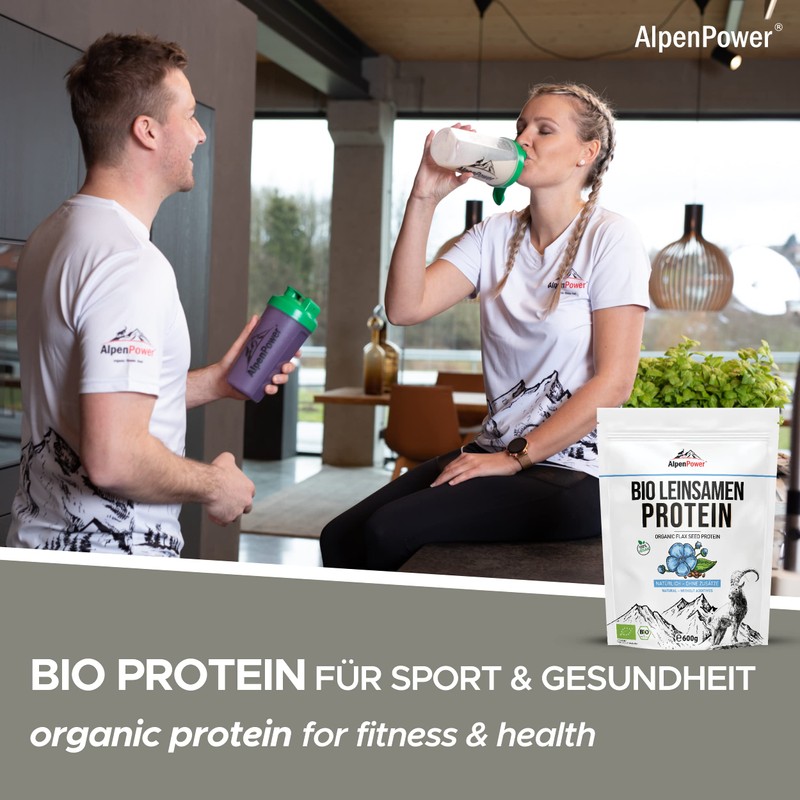 AlpenPower Organic Linseed Protein 600 g - 100% Pure &