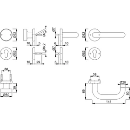 HOPPE FH Paris Object & Fire Protection DIN 18273, Class 4 in Accordance with EN1906 Door Handle + Rosette PZ, Matte Stainless Steel