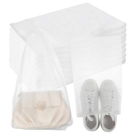 200 Pcs Non Woven Dust Bags, Dust Proof Shoe Bag For Storing Shoes, Boots, Drawstring Storage Bag For Purses, Handbags, Breathable Dust Bag With Rope, Portable Storage Organizer, White
