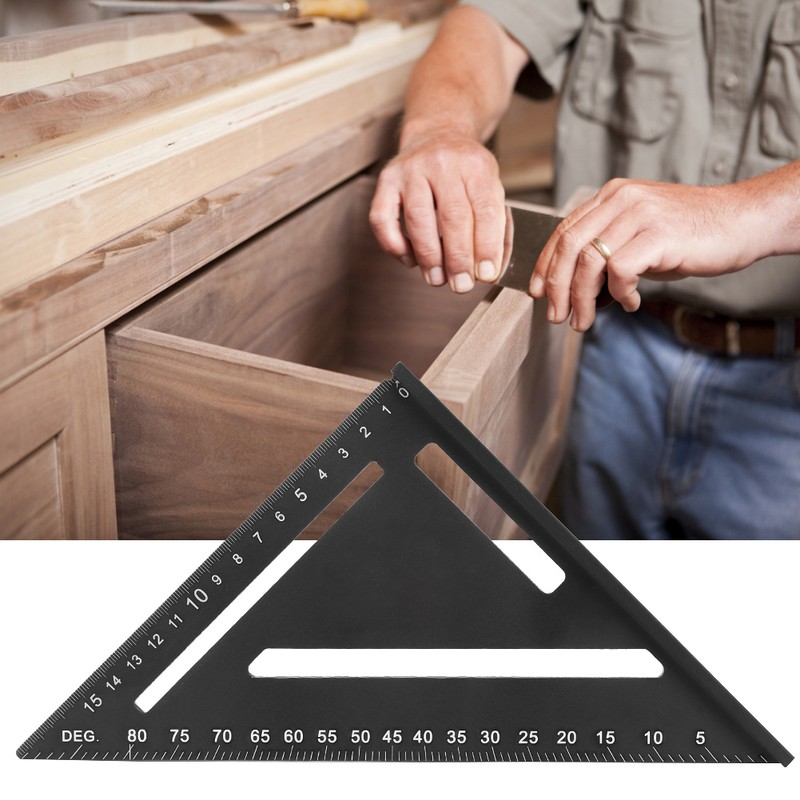 Woodworking Triangular Ruler Aluminum Alloy Industrial Protractor Tools 0~90° 1mm150mm