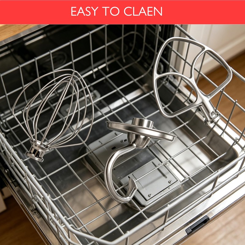 Stainless Steel Mixer Accessories Compatible with KitchenAid 4.5-5 Qt Tilt-Head,