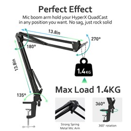 For Fifine K688 Boom Arm - Adjustable Microphone Arm with Cable Management, Mic Arm with 3/8'' to 5/8'' Adapter Compatible with Most Microphone