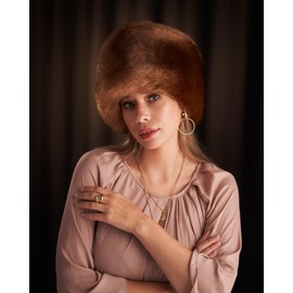 Futrzane Siberian Cossack Hat - Russian Fur Hats for Women - Fluffy Winter Hat (M, Bronze Siberian)