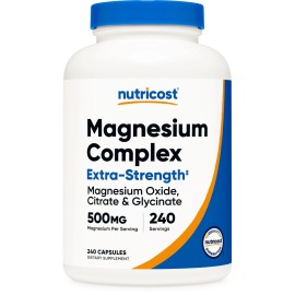 Mineral Supplemen  Capsules – 500 mg  Magnesium Complext – 240 Count – Non-GMO, Gluten Free