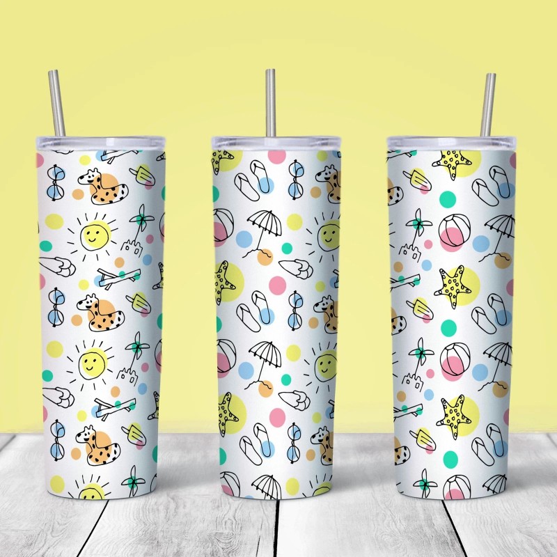 White ProSub 20oz Straight Skinny Tumbler Sublimation Mug Blanks -