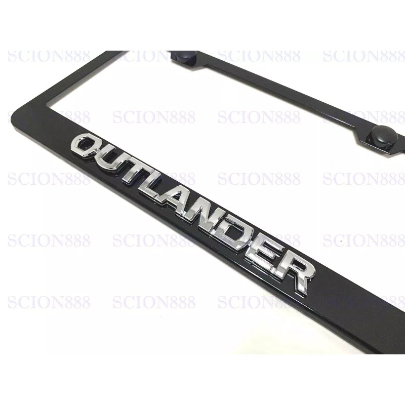 License Plate Frame 1pc 3D OUTLANDER Emblem Badge BLACK Stainless