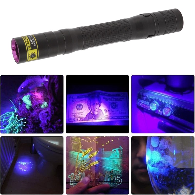 UV Flashlight 365nm Pen Clip Aluminium Alloy Button Control Multi