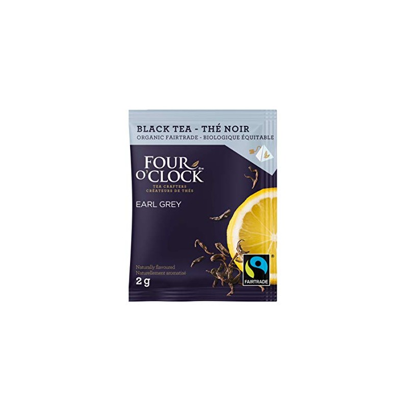 Four O'Clock Organic Fairtrade Black Tea Earl Grey, Non-GMO, Kosher,