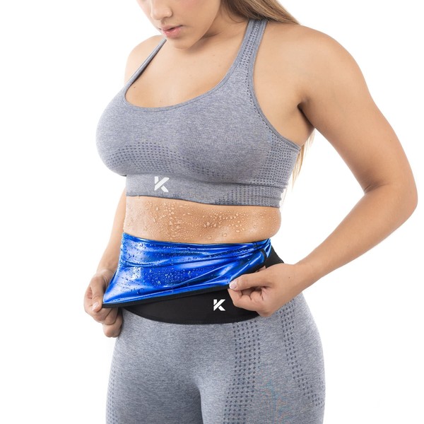 Kewlioo Tóner de cintura para mujer que atrapa el calor, banda moldeadora de cuerpo de polímero – parte superior de compresión moldeadora (negro, L)