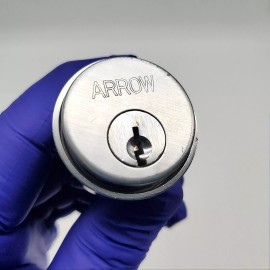 Arrow Mortise Cylinder Lock 1-1/4" Length Satin Chrome US26D MC1 E Keyway NOS