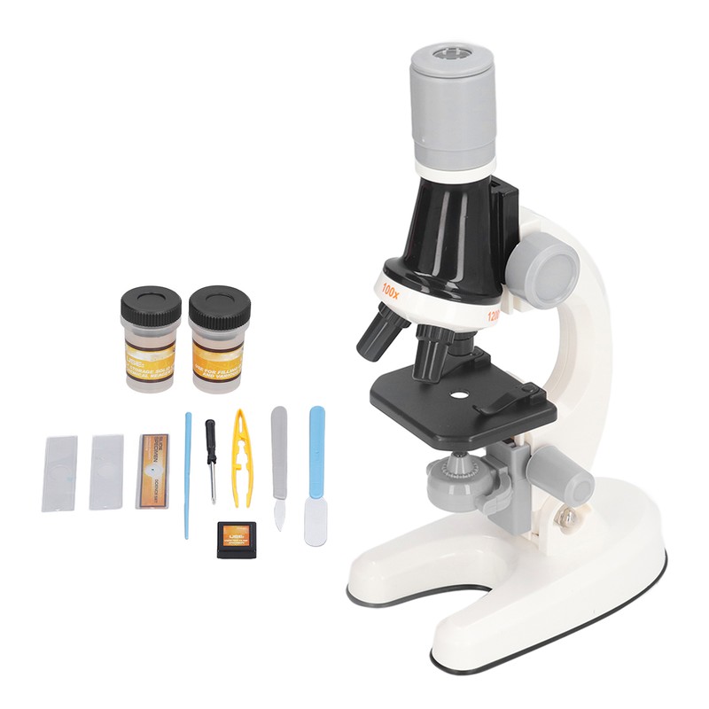 Kids Microscope Kit LED 1200X Microscope with Specimen Slides Science