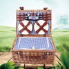 Large Wicker Picnic Basket With Cups Flatware Set Utensils Basket