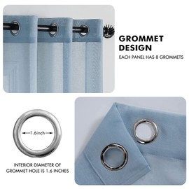 MIULEE Sheer Voile Curtain with Eyelets, Christmas Decoration, Transparent Look Curtain, Curtain for Bedroom, Living Room, 140 x 300 cm (W x H), Set of 2, Dusty Blue