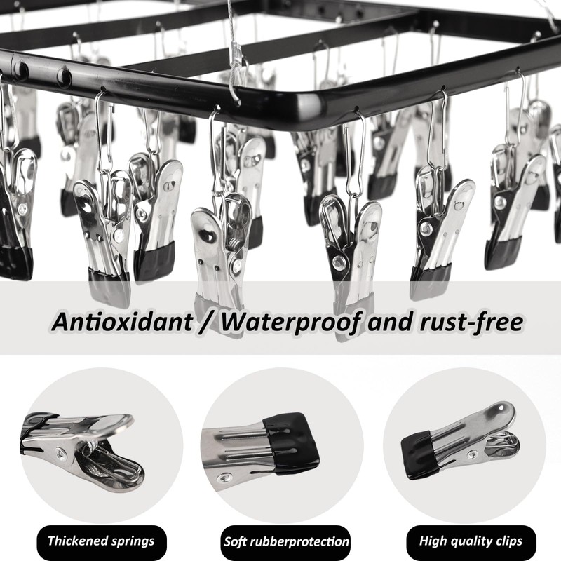 AnnZhao Windproof Sock Dryer Hanger, 26 Pegs Aluminum Hanging Clothes