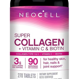 NeoCell Super Collagen With Vitamin C and Biotin, Skin, Hair and Nails Supplement, Includes Antioxidants, Tablet, 270 Count, 1 Bottle