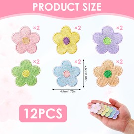 Iron-On Patches, Pack of 12 Flower Bed Patches for Iron-On Children Multicoloured Flower Patches for DIY Jeans Clothing Hats Repair Holes Iron-On Patches