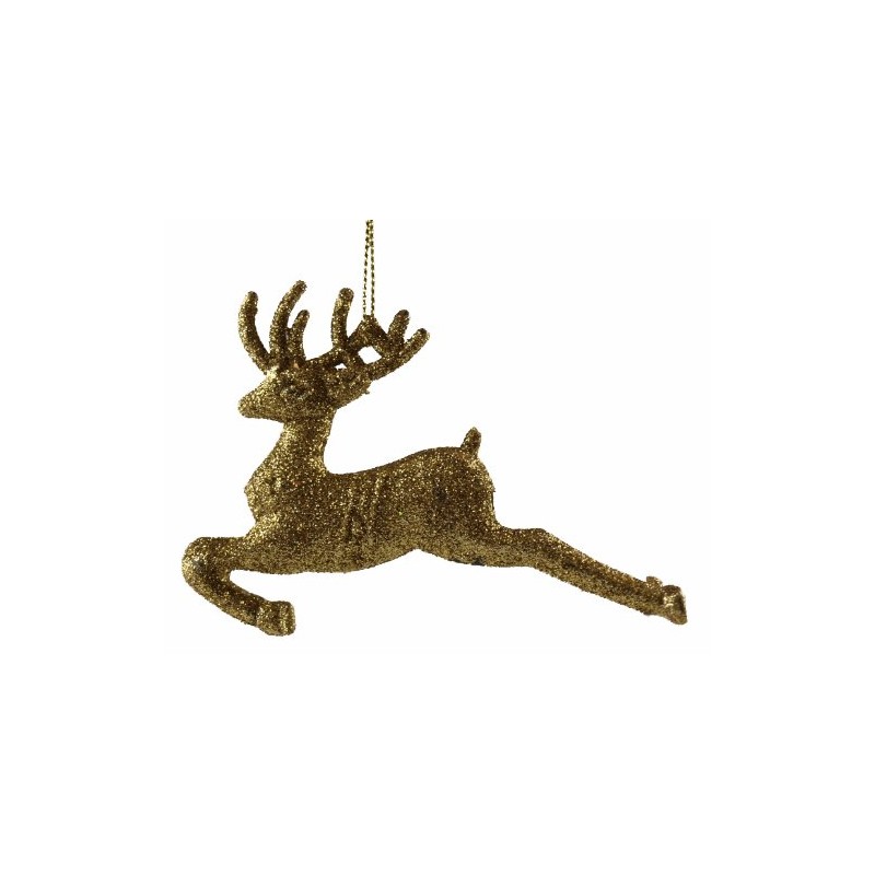 DP Set Of 8 Gold Glitter Reindeer Christmas Tree Hanging