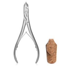 GERMANIKURE Tower Point Cuticle Trimmer - 1/2 Half Jaw Nipper - Ethically Made in Germany - FINOX Stainless Steel Professional Sharp Cuticle Remover in Cork Case – Manicure Tool, r145, 5mm