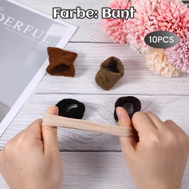 10 Women's Hair Bobbles Large Elastic Hair Accessories, Made of High-Quality Cotton, Super Elastic and Strong Scrunchies for Thick, Long Hair and Curly Hair, Hair Bobbles (Latin Coffee Colour)