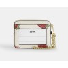 Coach CAR32 Zip Card Case With Strawberry Print NWT Chalk