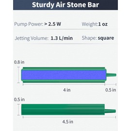 Pawfly Aquarium Air Stone Bar Bubbler 4 Inch, Fish Tank Bubbler Stone with Plastic Base Square Oxygen Diffuser for Nano Air Pump Small Bucket and Fish Tank, 4 Pack