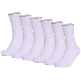 Fitliva Mid Calf Socks Socks Women Men Size 13-15 Steel Toe Boots Socks Ankle Protection 6 Pairs White