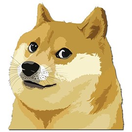 Doge Head Large - 14.0"x15.0" - Printed Vinyl Decal Sticker Much Wow Shibe