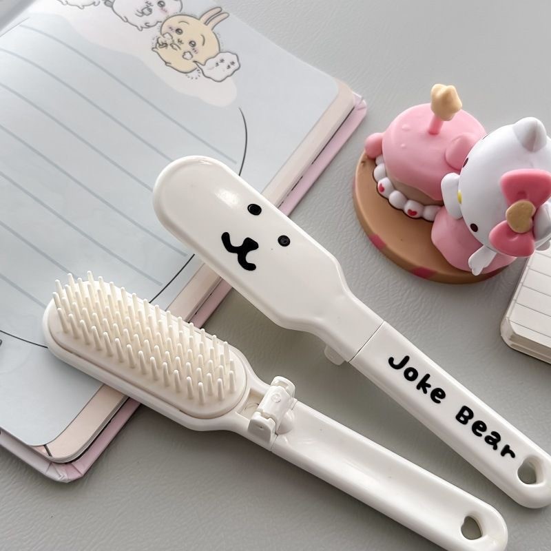 Issh Cooperator Teddy Bear Hairbrush Portable Travel Folding Cute Mini