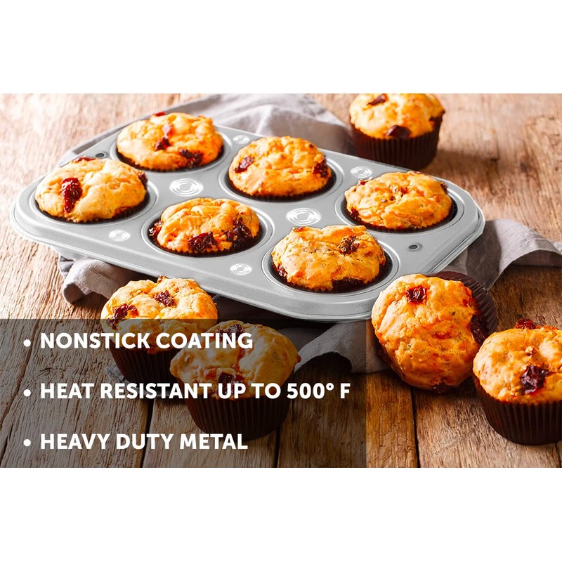 DecorRack 2 Pack Non-Stick Muffin Pans, 6-Cup, Bakeware for Baking