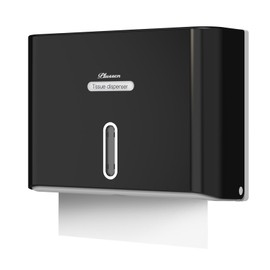 PLUSSEN Paper Towel Dispenser Wall Mount, Adhesive No Drilling Multifold Trifold C Fold Commercial Hand Towel Dispenser,Black