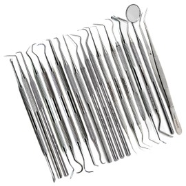 Professional Dental Tarter Scraper Tool Pick, Double Ended Tartar Plaque Remover for Teeth, Tooth Scraper - Added Tooth Cleaning at Home - 100% Stainless Steel, (20 Pieces Kit)