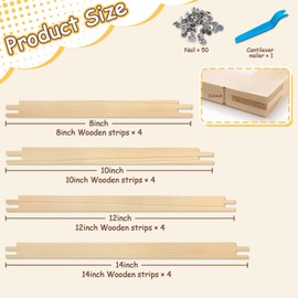 BUAEL 16 PCS Stretcher Bars for Needlework 4 Sizes Wooden with 50 Tacks and Tacks Remover Needlepoint Embroidery Frame Set Suitable As A Craft Birthday Gift， Craft Supplies (8 in)