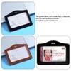 2 Pcs Black&Brown Leather ID Badge Holder, One Sided Clear