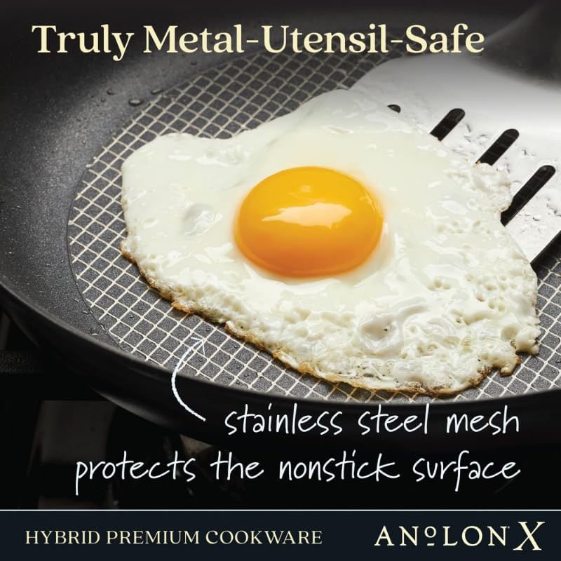 Anolon X Hybrid Nonstick Frying Pan/Skillet with Helper Handle, 12