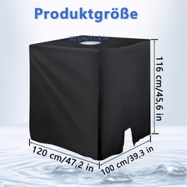 Tank Cover 1000 L, 120 x 100 x 116 cm Container Cover Anti-UV Protective Cover, Water Tank Tarpaulin Suitable for Outdoor Bucket Containers, Water Tank Containers, Rain Butt (Black)