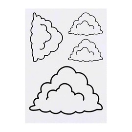 4 x 'Puffy Cloud' Temporary Tattoos - Water Resistant, Skin-Safe, Non-Toxic Transfers, Mixed Sizes (TO00078378)