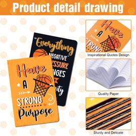 24 Pieces Mini Basketball Inspirational Notepad Basketball Party Favor Small Memo Spiral Journal Notebook Pocket for Kid Teenager Classroom Basketball Birthday Party Supplies Sports Gift Bulk Prizes